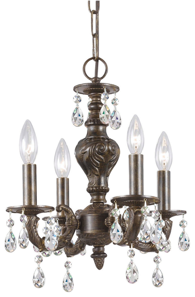 Crystorama 5024-VB-CL-MWP Four Light Mini Chandelier, Venetian Bronze