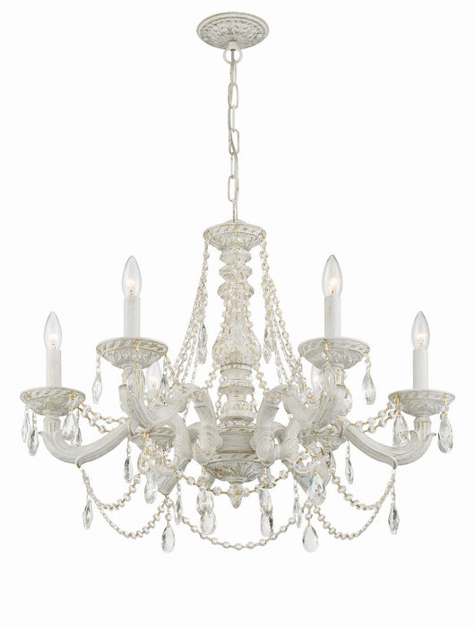 Crystorama 5026-AW-CL-MWP Six Light Chandelier, Antique White