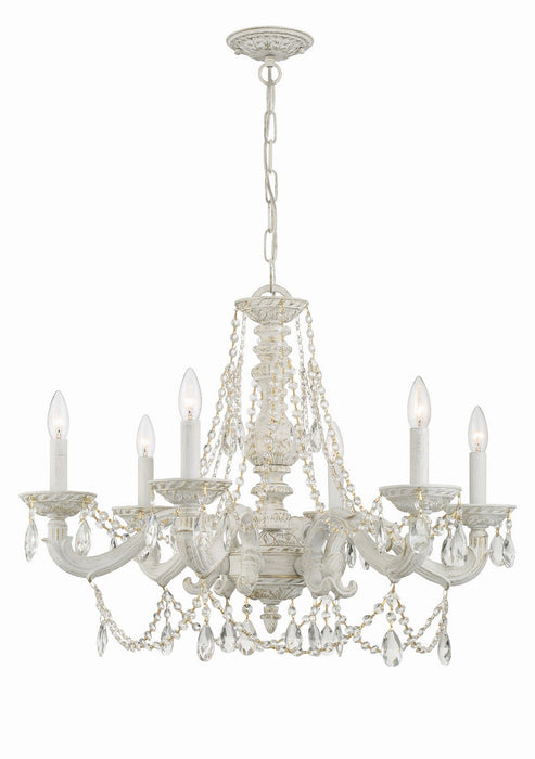 Crystorama 5026-AW-CL-MWP Six Light Chandelier, Antique White