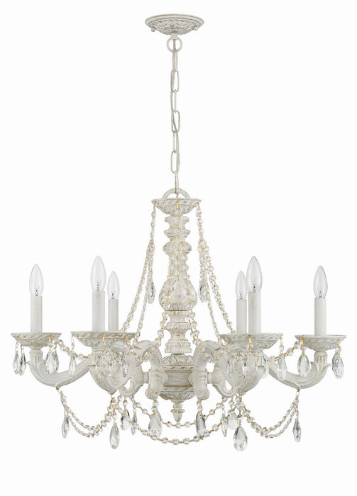 Crystorama 5026-AW-CL-MWP Six Light Chandelier, Antique White