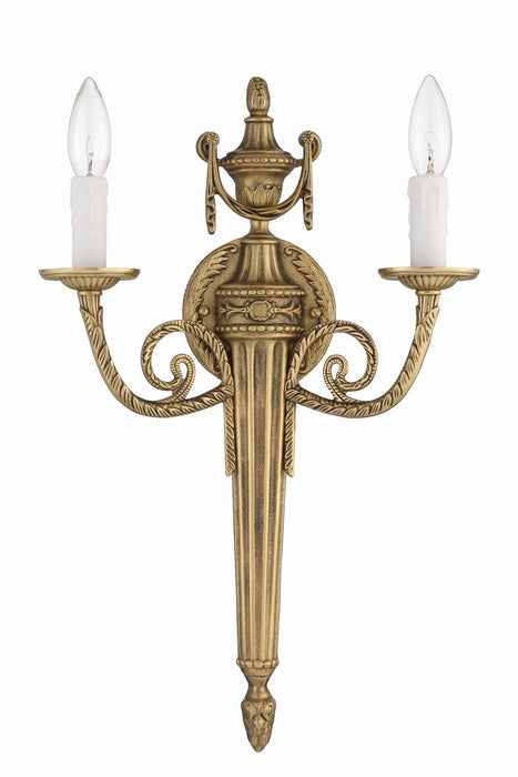 Crystorama 662-MB Two Light Wall Sconce, Matte Brass