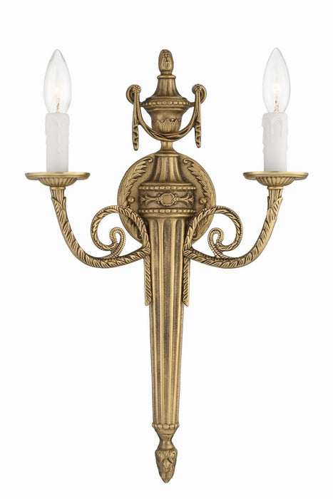Crystorama 662-MB Two Light Wall Sconce, Matte Brass