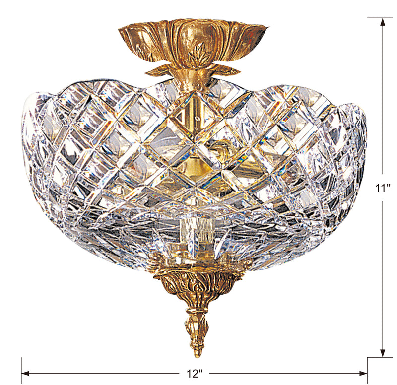 Crystorama 67-CT-OB Two Light Semi Flush Mount, Olde Brass
