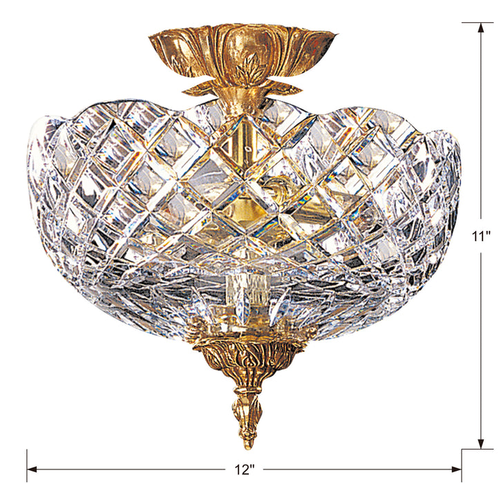 Crystorama 67-CT-OB Two Light Semi Flush Mount, Olde Brass