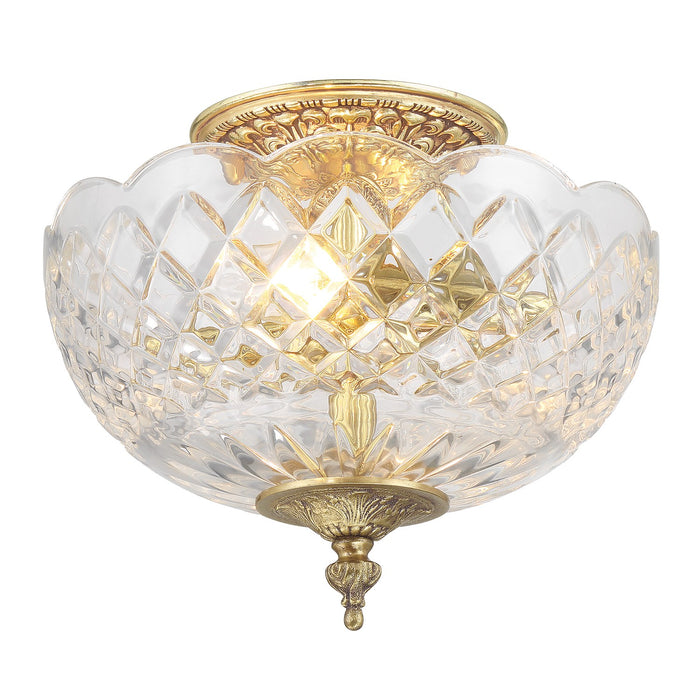Crystorama 67-CT-OB Two Light Semi Flush Mount, Olde Brass