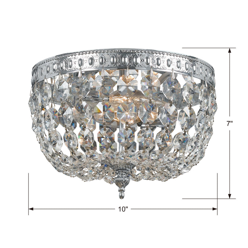 Crystorama 710-CH-CL-SAQ Two Light Flush Mount, Polished Chrome