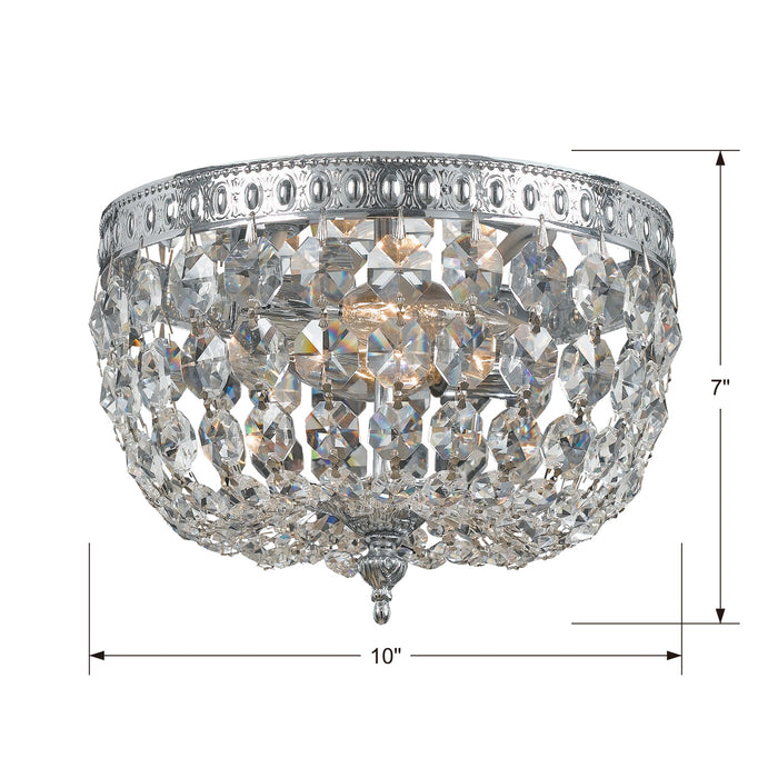 Crystorama 710-CH-CL-SAQ Two Light Flush Mount, Polished Chrome