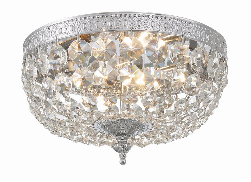 Crystorama 710-CH-CL-SAQ Two Light Flush Mount, Polished Chrome