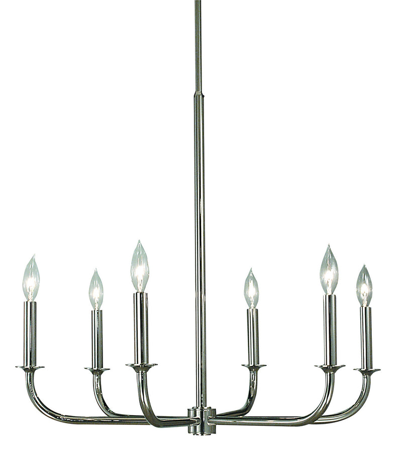 Framburg 1055 PS Six Light Chandelier, Polished Silver