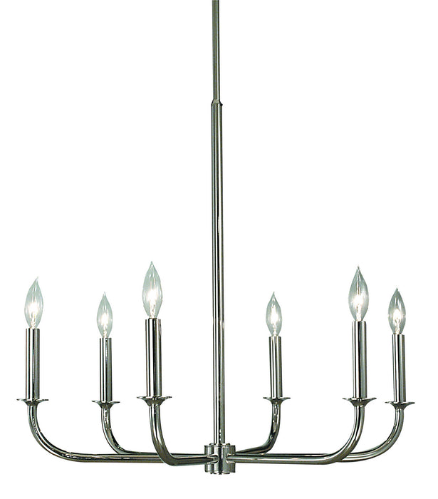 Framburg 1055 PS Six Light Chandelier, Polished Silver