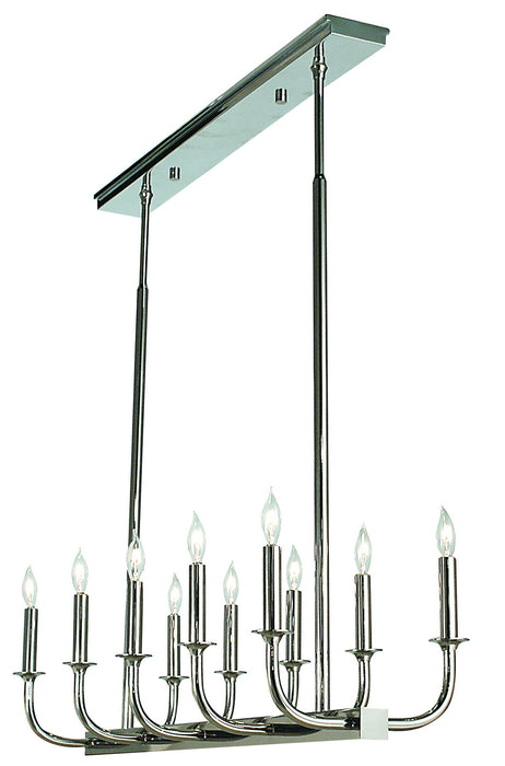Framburg 1059 PS Ten Light Chandelier, Polished Silver