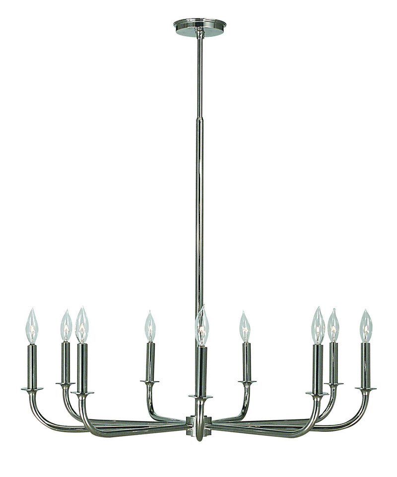 Framburg 1060 PS Nine Light Chandelier, Polished Silver