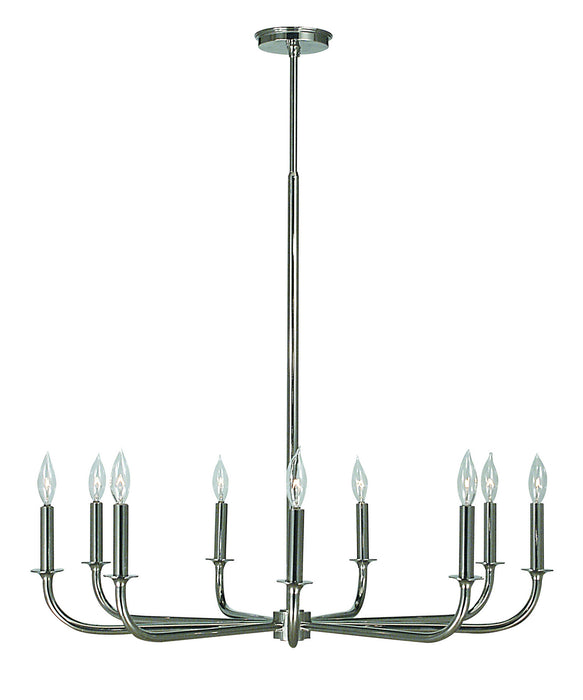 Framburg 1060 PS Nine Light Chandelier, Polished Silver
