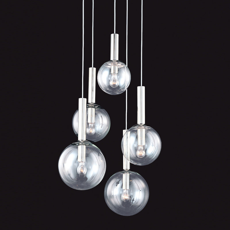 Sonneman 3765.35 Five Light Pendant, Polished Nickel