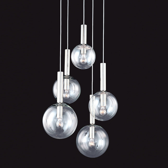 Sonneman 3765.35 Five Light Pendant, Polished Nickel