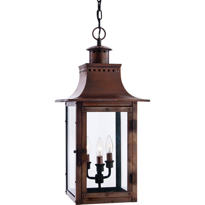 Quoizel CM1912AC Three Light Outdoor Hanging Lantern, Aged Copper