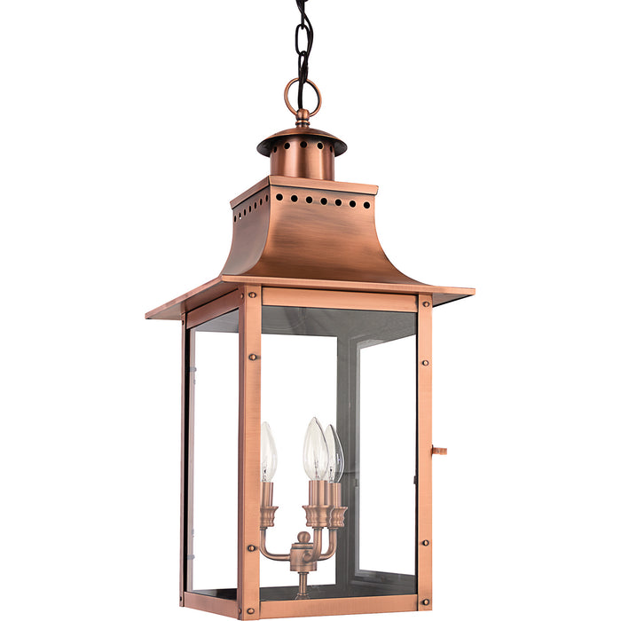 Quoizel CM1912AC Three Light Outdoor Hanging Lantern, Aged Copper