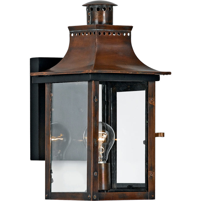 Quoizel CM8408AC One Light Outdoor Wall Lantern, Aged Copper