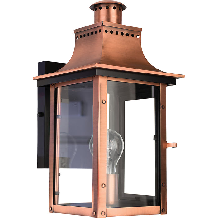 Quoizel CM8408AC One Light Outdoor Wall Lantern, Aged Copper