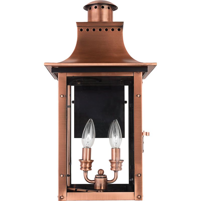 Quoizel CM8410AC Two Light Outdoor Wall Lantern, Aged Copper