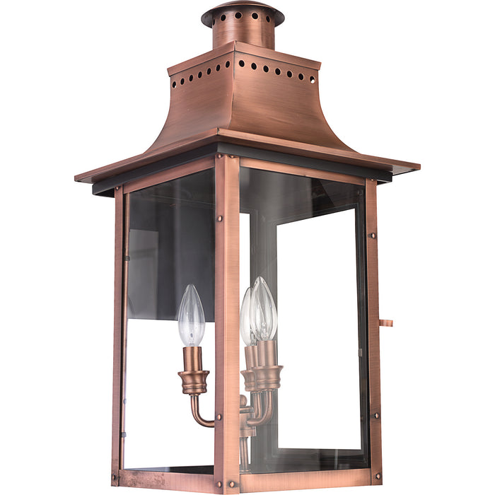Quoizel CM8412AC Three Light Outdoor Wall Lantern, Aged Copper