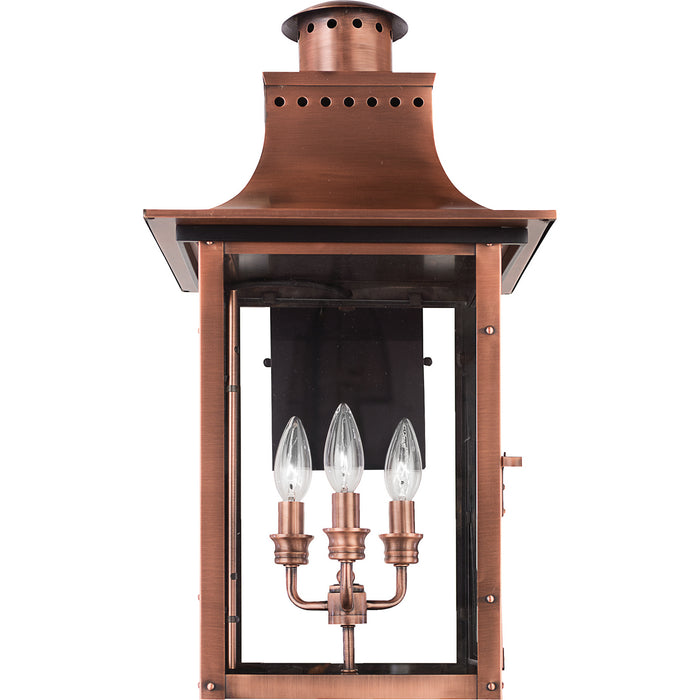 Quoizel CM8412AC Three Light Outdoor Wall Lantern, Aged Copper