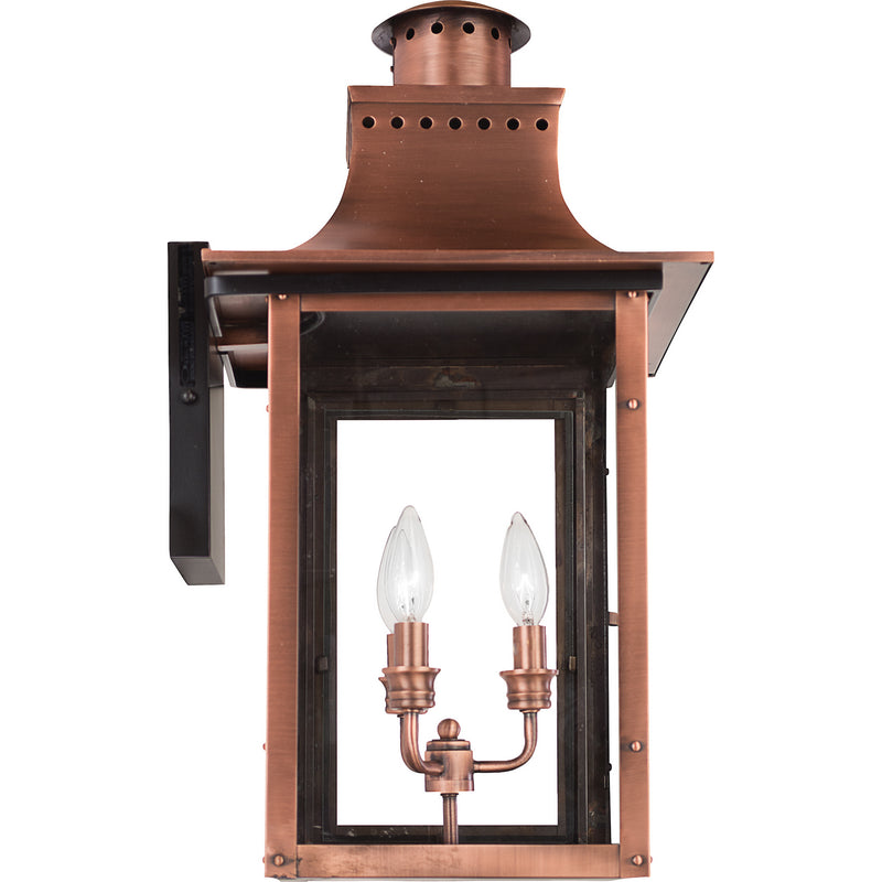 Quoizel CM8412AC Three Light Outdoor Wall Lantern, Aged Copper