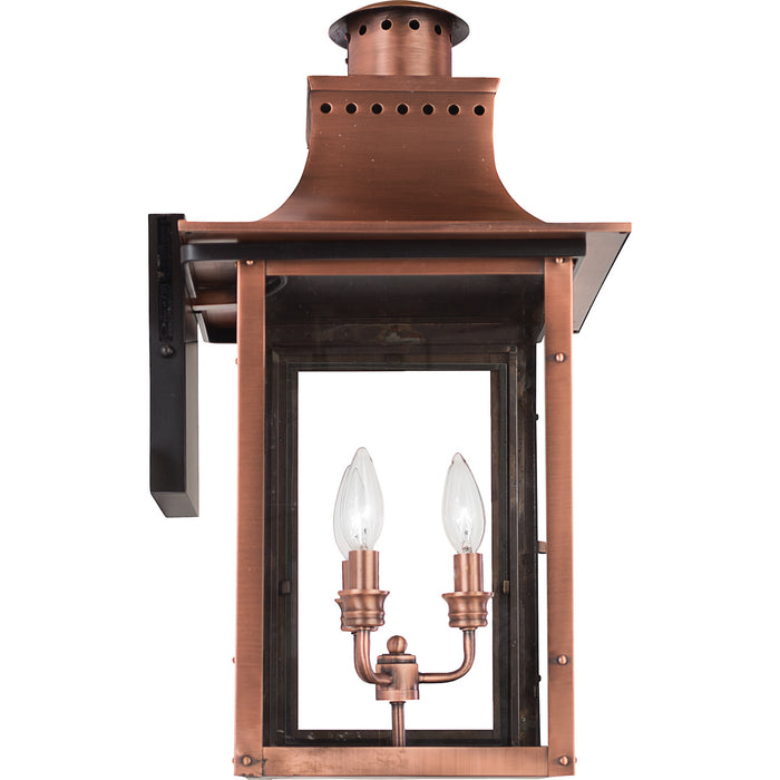 Quoizel CM8412AC Three Light Outdoor Wall Lantern, Aged Copper