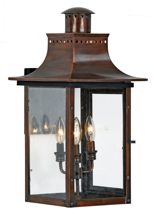Quoizel CM8412AC Three Light Outdoor Wall Lantern, Aged Copper