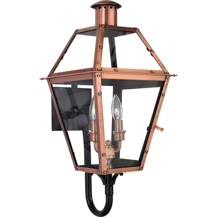 Quoizel RO8311AC Two Light Outdoor Wall Lantern, Aged Copper