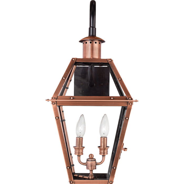 Quoizel RO8411AC Two Light Outdoor Wall Lantern, Aged Copper
