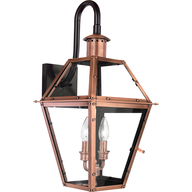Quoizel RO8411AC Two Light Outdoor Wall Lantern, Aged Copper