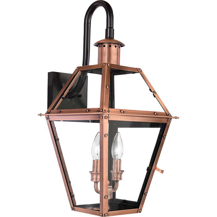 Quoizel RO8411AC Two Light Outdoor Wall Lantern, Aged Copper