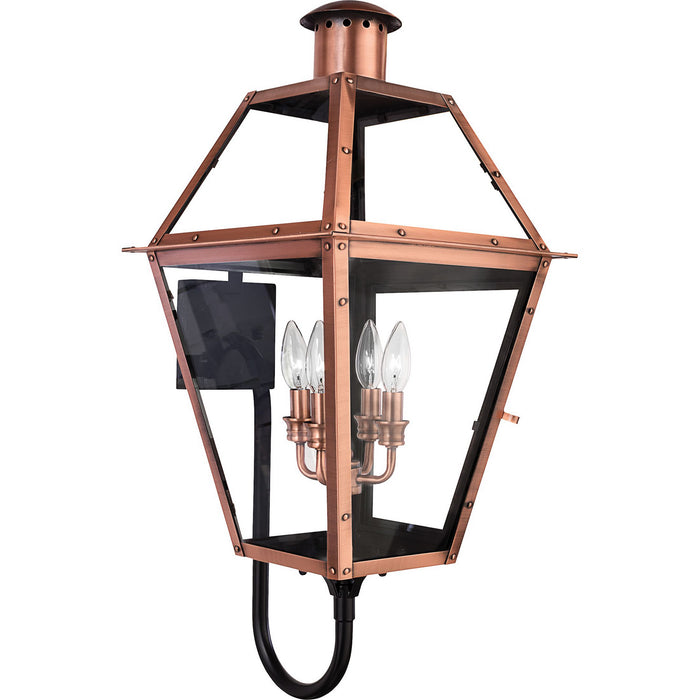 Quoizel RO8414AC Four Light Outdoor Wall Lantern, Aged Copper