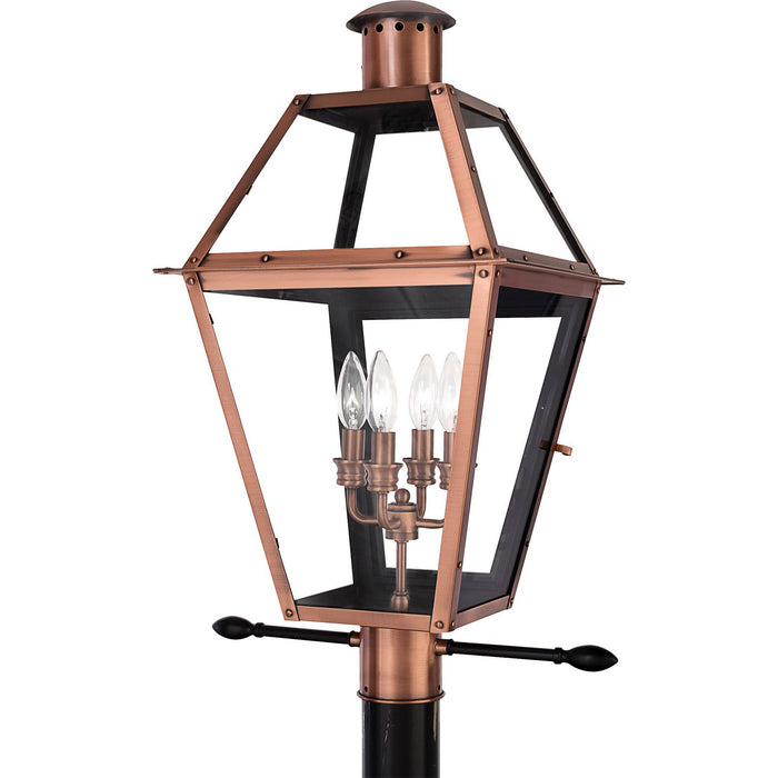 Quoizel RO9014AC Four Light Outdoor Post Mount, Aged Copper