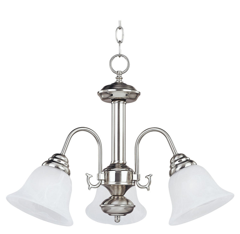 Maxim 2697MRSN Three Light Chandelier, Satin Nickel