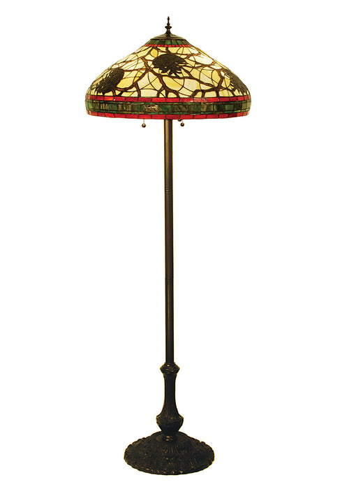 Meyda Tiffany 103185 Three Light Floor Lamp, Beige Xag Burgundy