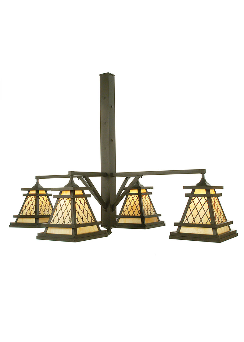 Meyda Tiffany 104054 Four Light Chandelier, Craftsman Brown