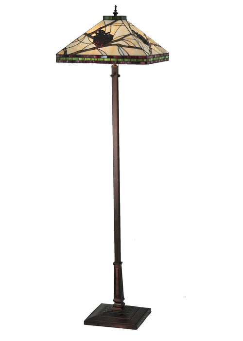 Meyda Tiffany 106506 Two Light Floor Lamp, Beige Xag Burgundy