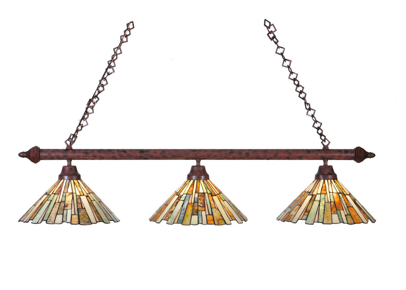 Meyda Tiffany 106741 Three Light Island Pendant, Hand Painted Rust