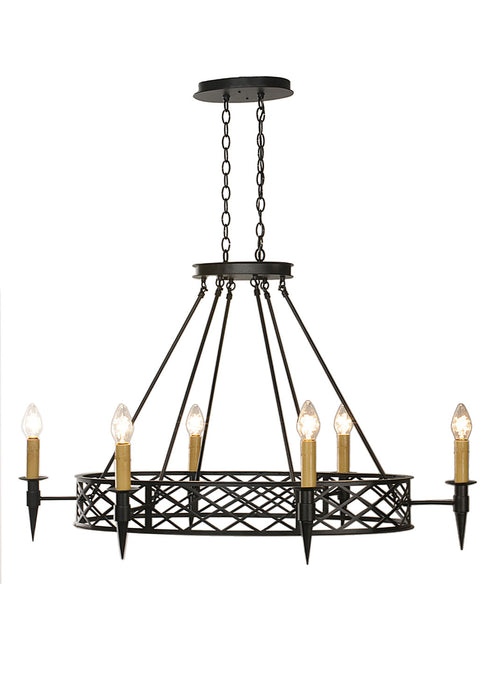 Meyda Tiffany 18600 Six Light Chandelier, Textured Black