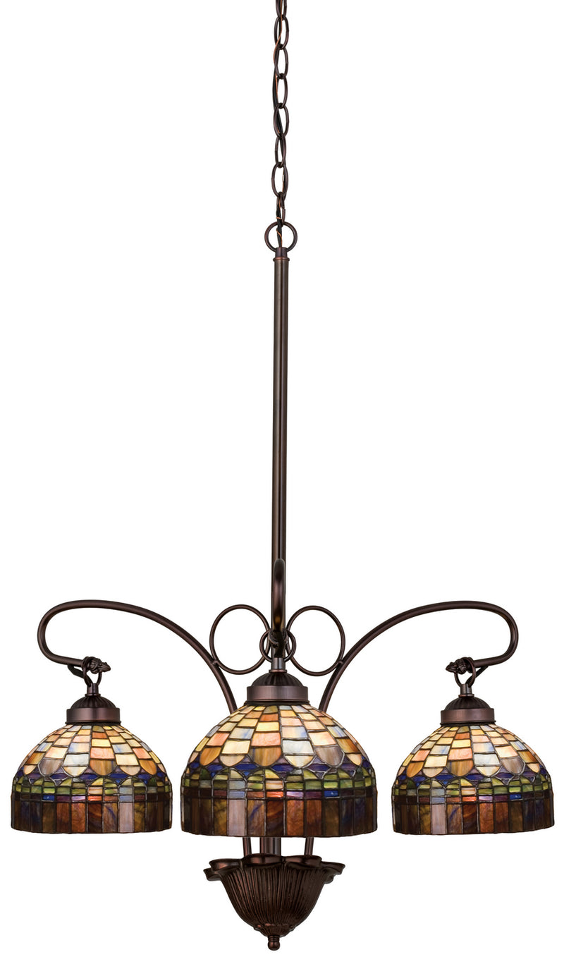 Meyda Tiffany 19037 Three Light Chandelier, Mahogany Bronze