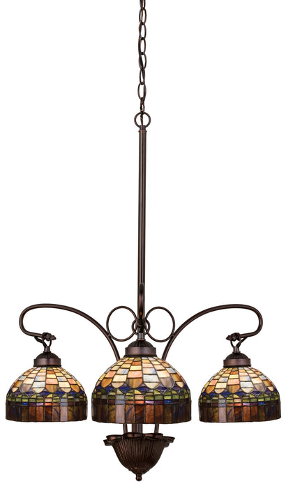 Meyda Tiffany 19037 Three Light Chandelier, Mahogany Bronze