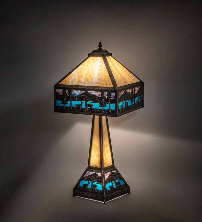 Meyda Tiffany 19632 Two Light Table Lamp, Craftsman Brown