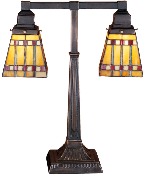 Meyda Tiffany 24286 Two Light Table Lamp, Rust