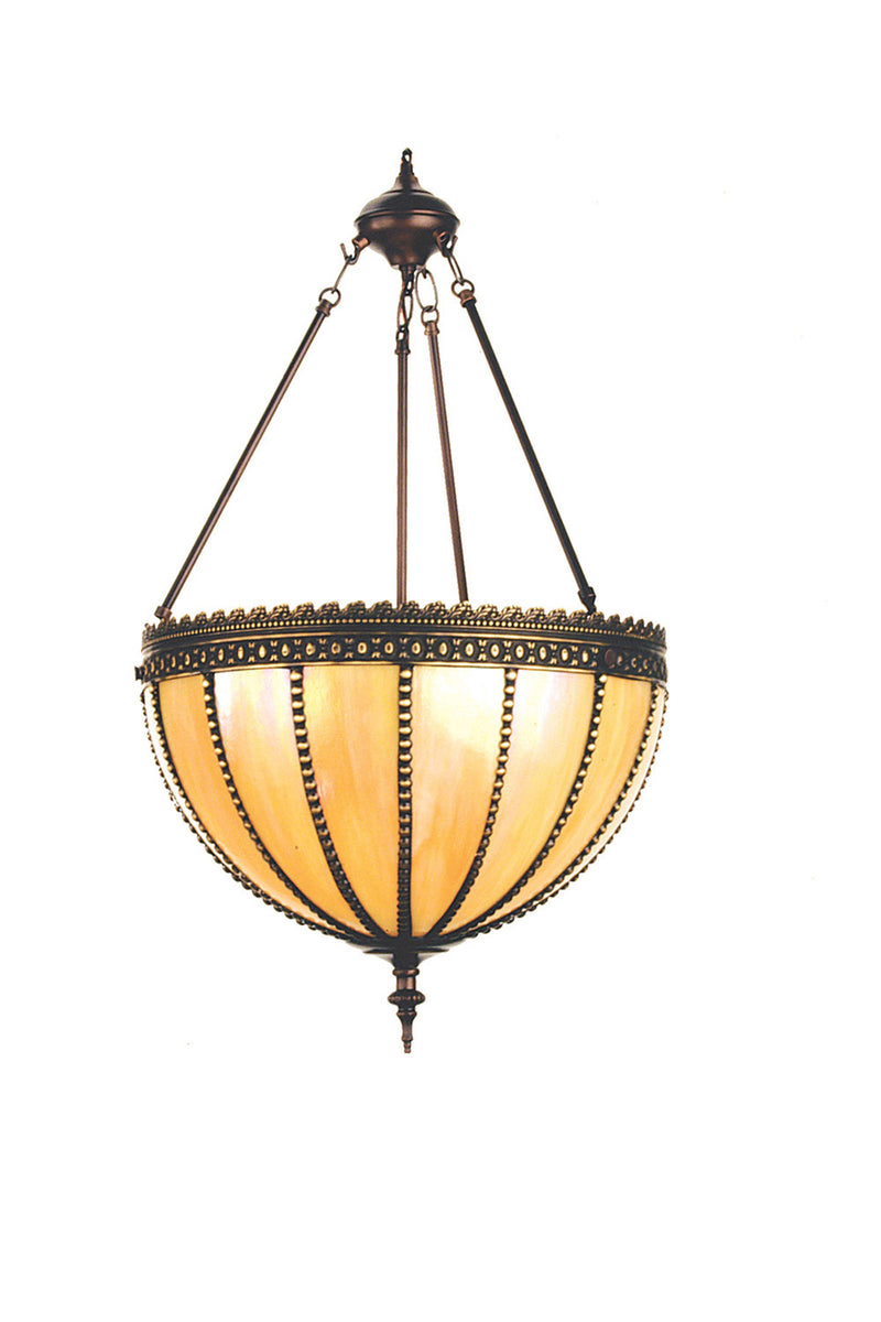 Meyda Tiffany 28691 Three Light Inverted Pendant, Craftsman Brown