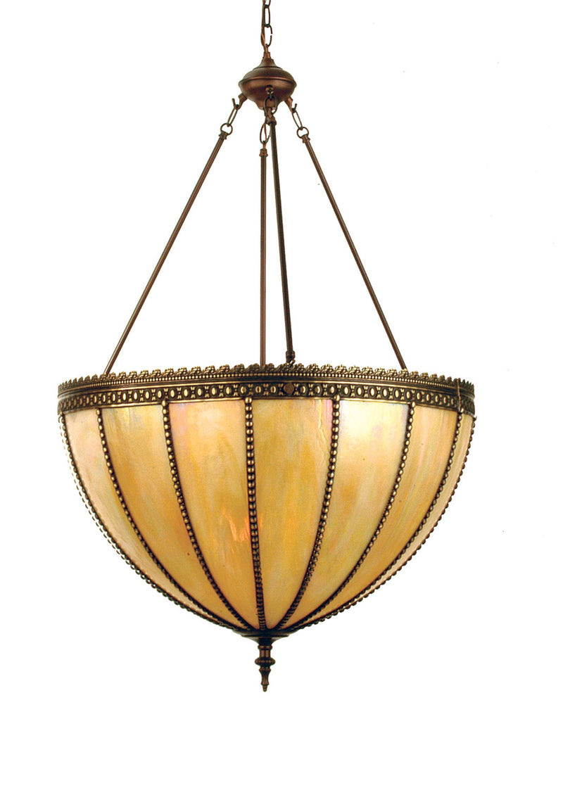 Meyda Tiffany 28692 Three Light Inverted Pendant, Craftsman Brown