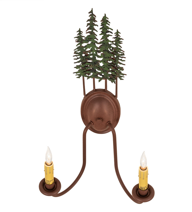 Meyda Tiffany 29460 Two Light Wall Sconce Hardware, Rust/Green Trees
