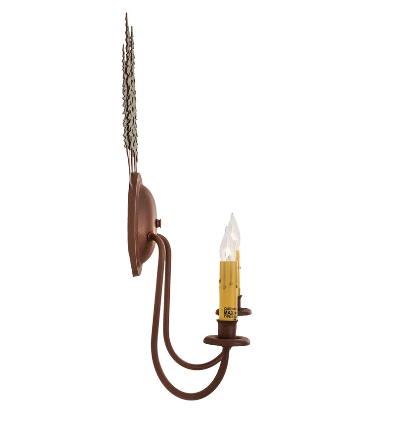 Meyda Tiffany 29460 Two Light Wall Sconce Hardware, Rust/Green Trees