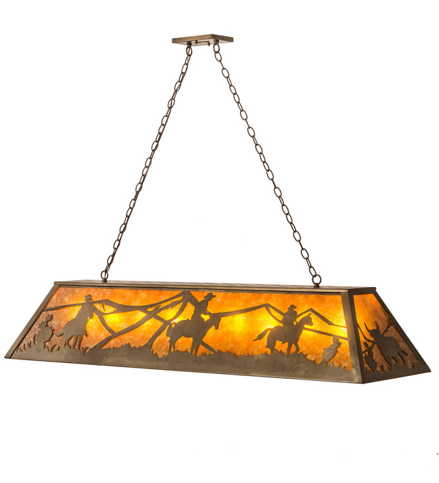 Meyda Tiffany 36133 Nine Light Oblong Pendant, Antique Copper